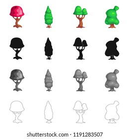Isolated object of tree and nature logo. Collection of tree and crown stock symbol for web.