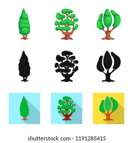 Isolated object of tree and nature logo. Collection of tree and crown stock vector illustration.