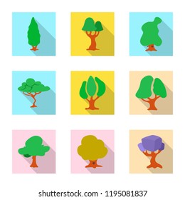 Isolated object of tree and nature logo. Collection of tree and crown stock vector illustration.