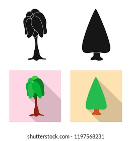 Isolated object of tree and nature logo. Set of tree and crown vector icon for stock.