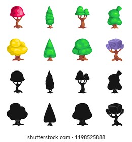 Isolated object of tree and nature logo. Set of tree and crown stock symbol for web.