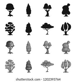 Isolated object of tree and nature logo. Set of tree and crown vector icon for stock.
