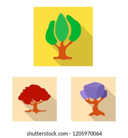 Isolated object of tree and nature logo. Set of tree and crown vector icon for stock.
