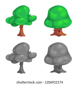 Isolated object of tree and nature logo. Collection of tree and crown stock vector illustration.