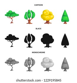 Isolated object of tree and nature logo. Collection of tree and crown stock symbol for web.
