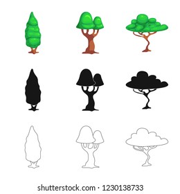 Isolated object of tree and nature logo. Collection of tree and crown stock symbol for web.