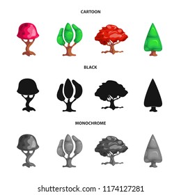 Isolated object of tree and nature sign. Set of tree and crown stock vector illustration.