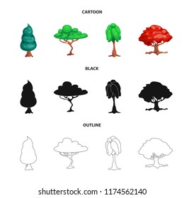 Isolated object of tree and nature sign. Set of tree and crown stock vector illustration.