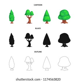 Isolated object of tree and nature sign. Collection of tree and crown stock vector illustration.