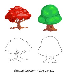 Isolated object of tree and nature sign. Set of tree and crown stock symbol for web.