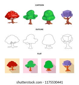 Isolated object of tree and nature sign. Collection of tree and crown stock symbol for web.