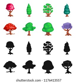 Isolated object of tree and nature sign. Set of tree and crown stock symbol for web.