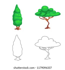 Isolated object of tree and nature sign. Collection of tree and crown vector icon for stock.