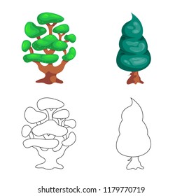 Isolated object of tree and nature sign. Collection of tree and crown stock symbol for web.