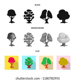 Isolated object of tree and nature sign. Collection of tree and crown stock symbol for web.