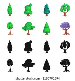 Isolated object of tree and nature sign. Set of tree and crown stock symbol for web.