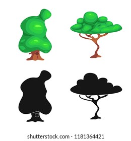 Isolated object of tree and nature sign. Set of tree and crown vector icon for stock.