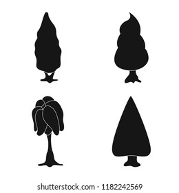 Isolated object of tree and nature sign. Collection of tree and crown stock vector illustration.