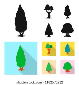 Isolated object of tree and nature sign. Set of tree and crown stock symbol for web.