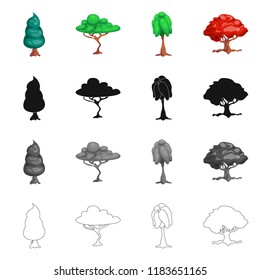 Isolated object of tree and nature sign. Set of tree and crown vector icon for stock.