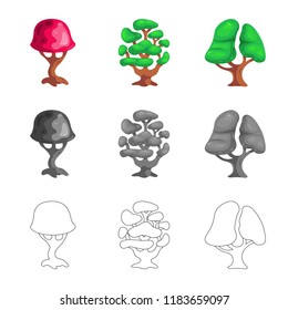 Isolated object of tree and nature sign. Set of tree and crown vector icon for stock.