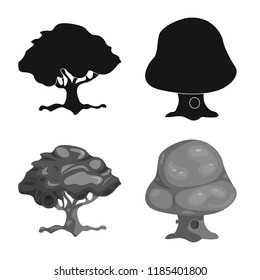 Isolated object of tree and nature sign. Set of tree and crown stock symbol for web.