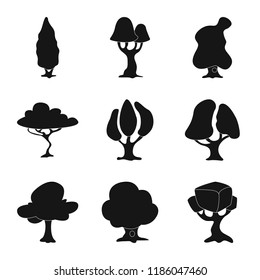 Isolated object of tree and nature sign. Collection of tree and crown vector icon for stock.