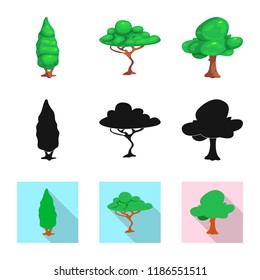 Isolated object of tree and nature sign. Collection of tree and crown stock symbol for web.