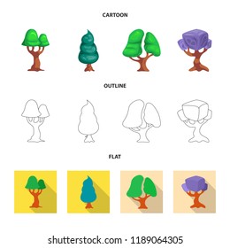 Isolated object of tree and nature sign. Set of tree and crown stock symbol for web.