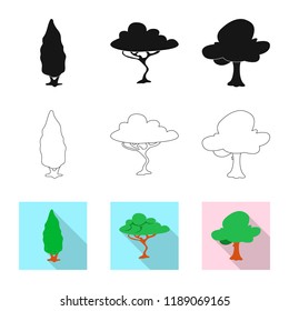 Isolated object of tree and nature sign. Collection of tree and crown stock symbol for web.