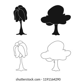 Isolated object of tree and nature sign. Collection of tree and crown stock vector illustration.
