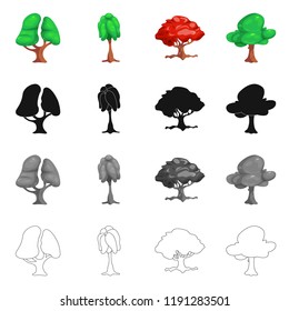 Isolated object of tree and nature sign. Collection of tree and crown vector icon for stock.