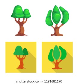 Isolated object of tree and nature sign. Collection of tree and crown stock symbol for web.