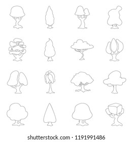 Isolated object of tree and nature sign. Collection of tree and crown stock vector illustration.