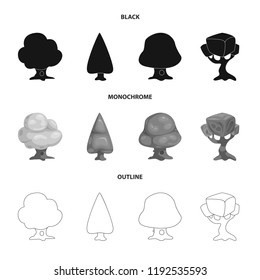 Isolated object of tree and nature sign. Collection of tree and crown stock vector illustration.