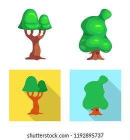Isolated object of tree and nature sign. Set of tree and crown stock vector illustration.