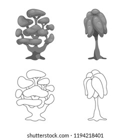 Isolated object of tree and nature sign. Collection of tree and crown stock vector illustration.