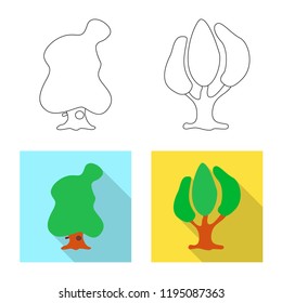 Isolated object of tree and nature sign. Set of tree and crown vector icon for stock.