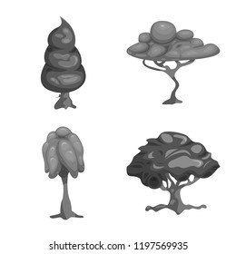 Isolated object of tree and nature sign. Collection of tree and crown stock symbol for web.