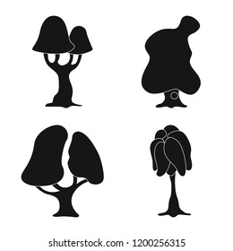 Isolated object of tree and nature sign. Collection of tree and crown stock symbol for web.
