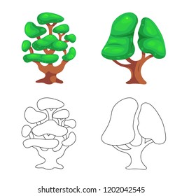 Isolated object of tree and nature sign. Set of tree and crown vector icon for stock.