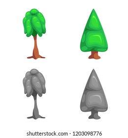 Isolated object of tree and nature sign. Collection of tree and crown stock symbol for web.