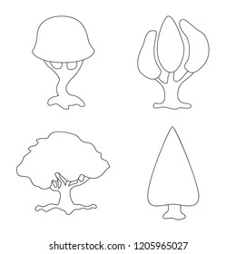 Isolated object of tree and nature sign. Set of tree and crown stock symbol for web.