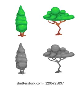 Isolated object of tree and nature sign. Collection of tree and crown stock symbol for web.