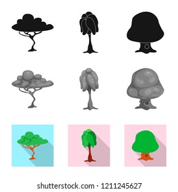 Isolated object of tree and nature sign. Collection of tree and crown stock symbol for web.