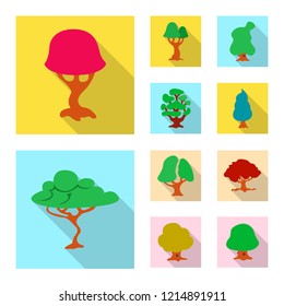Isolated object of tree and nature sign. Collection of tree and crown vector icon for stock.