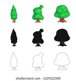 Isolated object of tree and nature sign. Collection of tree and crown stock symbol for web.