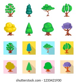 Isolated object of tree and nature sign. Collection of tree and crown vector icon for stock.