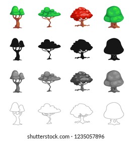 Isolated object of tree and nature sign. Set of tree and crown stock vector illustration.