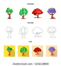 Isolated object of tree and nature sign. Collection of tree and crown vector icon for stock.